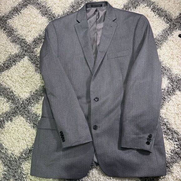 Michael Kors Men's 44L Gray Windowpane Poly Rayon Sport Coat Jacket‎ RN90736 - Picture 1 of 7